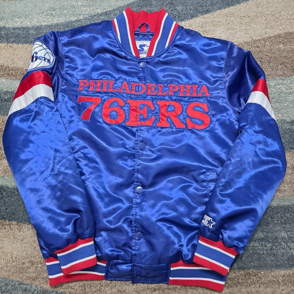 Starter Other - Vintage Starter Philadelphia 76ers Satin Jacket Blue Red Embroidered Logo M